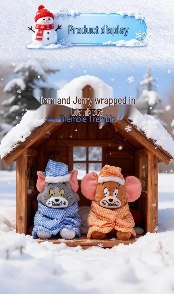 Tom and Jerry Winter Style Shivering Tom Cat Plush Doll Birthday Gift