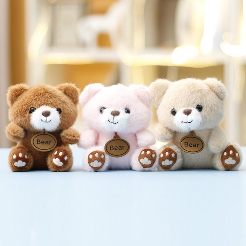 Plush Bear Keychain With Footprint Design Soft Toy For Girls Gift And Bag Decor