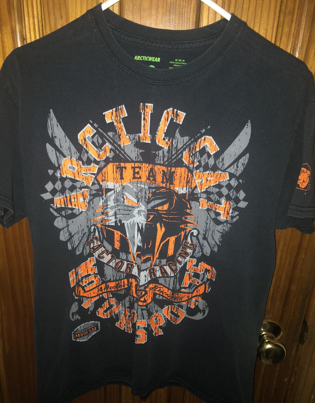 The Arctic Cat Racing Spellout T-shirt Size M Snowmobile Black Motorsport XXL