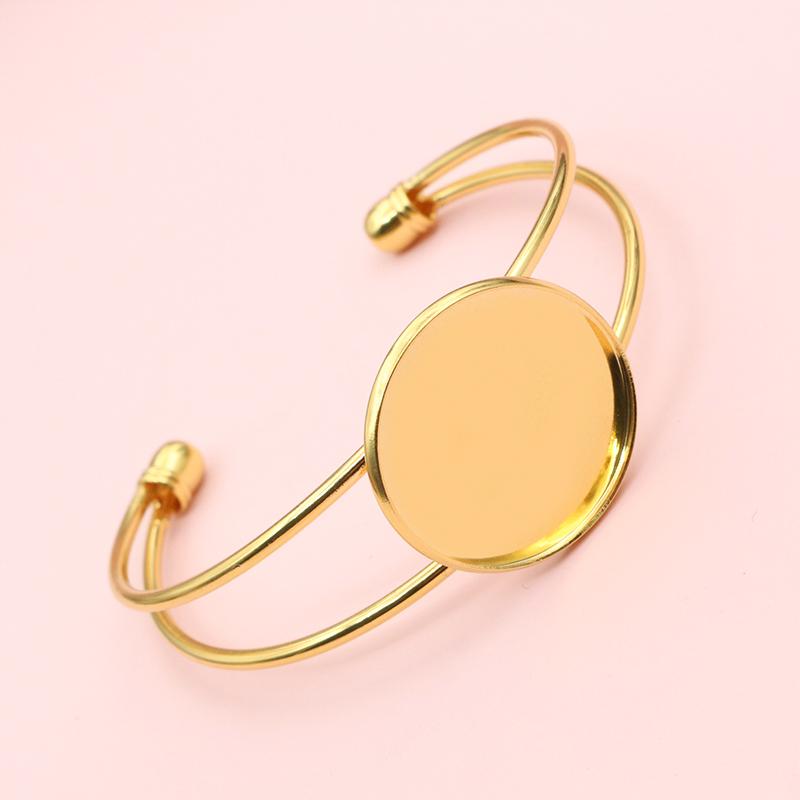 2 Stück 20mm 25mm Innenmaß DIY Armreif Armband Cabochons Leere Basis Fassung Schale Lünette DIY Schmuckherstellung Zubehör Zubehörteile