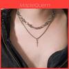 Mens Hip Hop Double Layer Spliced Sword Pendant Necklace With Geometric Design For Streetwear Style