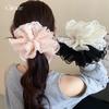French Sweet Fabric Lace Double Large Intestine Hair Band Fashionable Versatile Hair Rope Low Ponytail Ball Head Hair Accessories