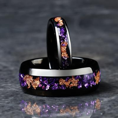 Mode 8mm Herren Edelstahlringe Einlage Galaxie Stil Lila Abalone Muschel Ringe für Männer Hochzeit Verlobungsband Schmuck Geschenk