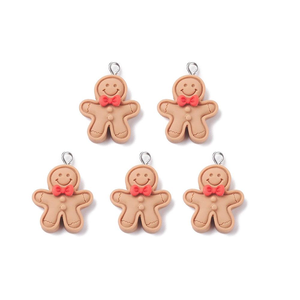 

5/10/15 шт. Подвеска в виде пряника из смолы, украшения в виде пряничной куклы, украшения в виде снеговика, ожерелье, браслет, серьги, украшения своими руками 5pcs коричневый