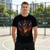 Men's Casual Short-Sleeve T-Shirt - Dragon and Sword Print - Breathable and Comfortable - Suitable for Summer Outdoor Sports and Home Gatherings