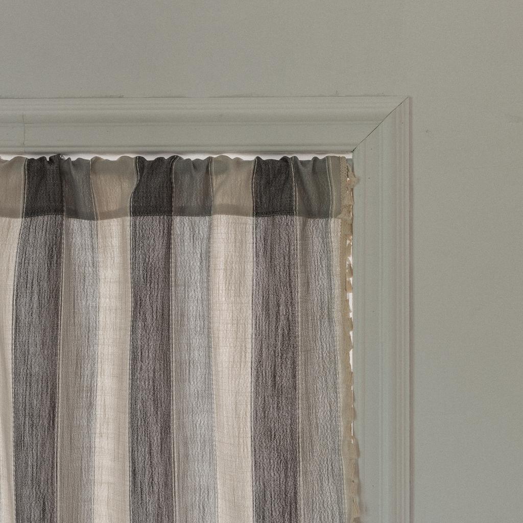 Short Curtain Gray Striped Cotton And Linen Half Curtain Half Curtain Window Curtain Coffee Curtain Small Window Curtain