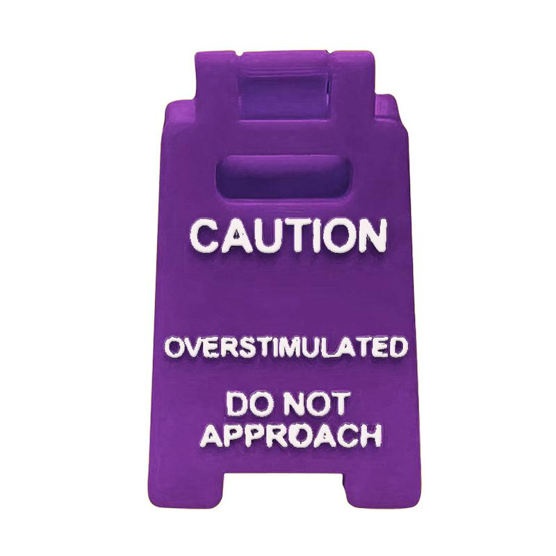 

Caution Overstimulated Desk Sign 3D Printed Funny Warning Sign Mini Office Decor Humor Gag Gift For Coworker Employee Boss фиолетовый