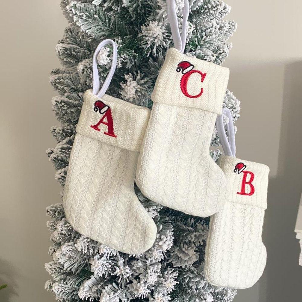 Alphabet Christmas Socks Embroidered Christmas Tree Pendant  Christmas Tree
