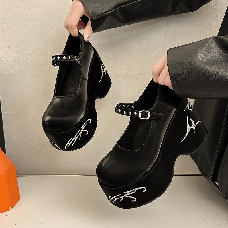 Dámské Platforma Vysoké podpatky Gotické Lolita Nové Boty Mary Jane Ležérní Žena Párty na podpatku Lodičky na podpatku Černé Mokasíny