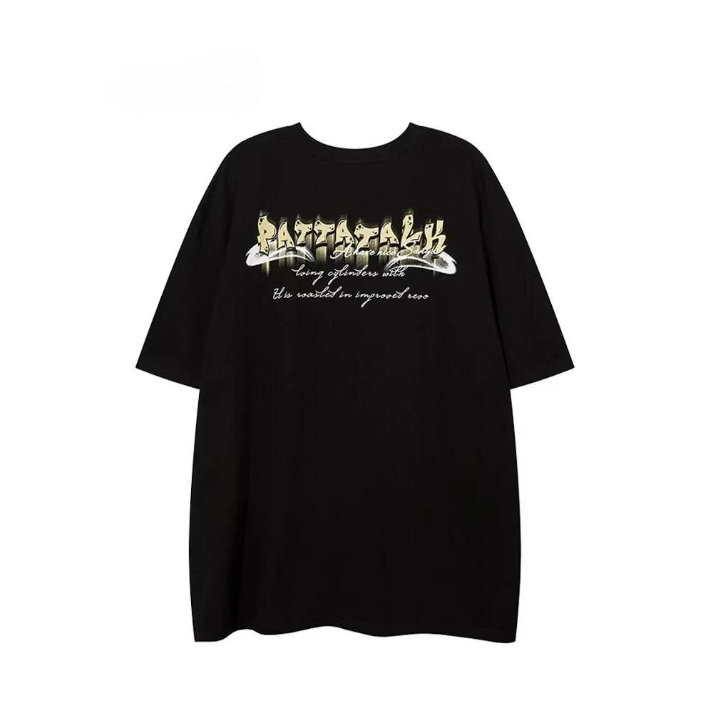American Retro Original Trendy Brand Cat Print Short Sleeved Men's Top Summer Oversized Loose Couple T-shirt Women Summer Loose