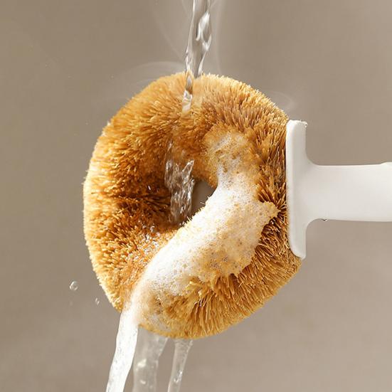 Pot Brush Ergonomic Long Handle Coconut Palm Bristles Cleaning Brush Multifunctional Kitchen Cleaning Tool
