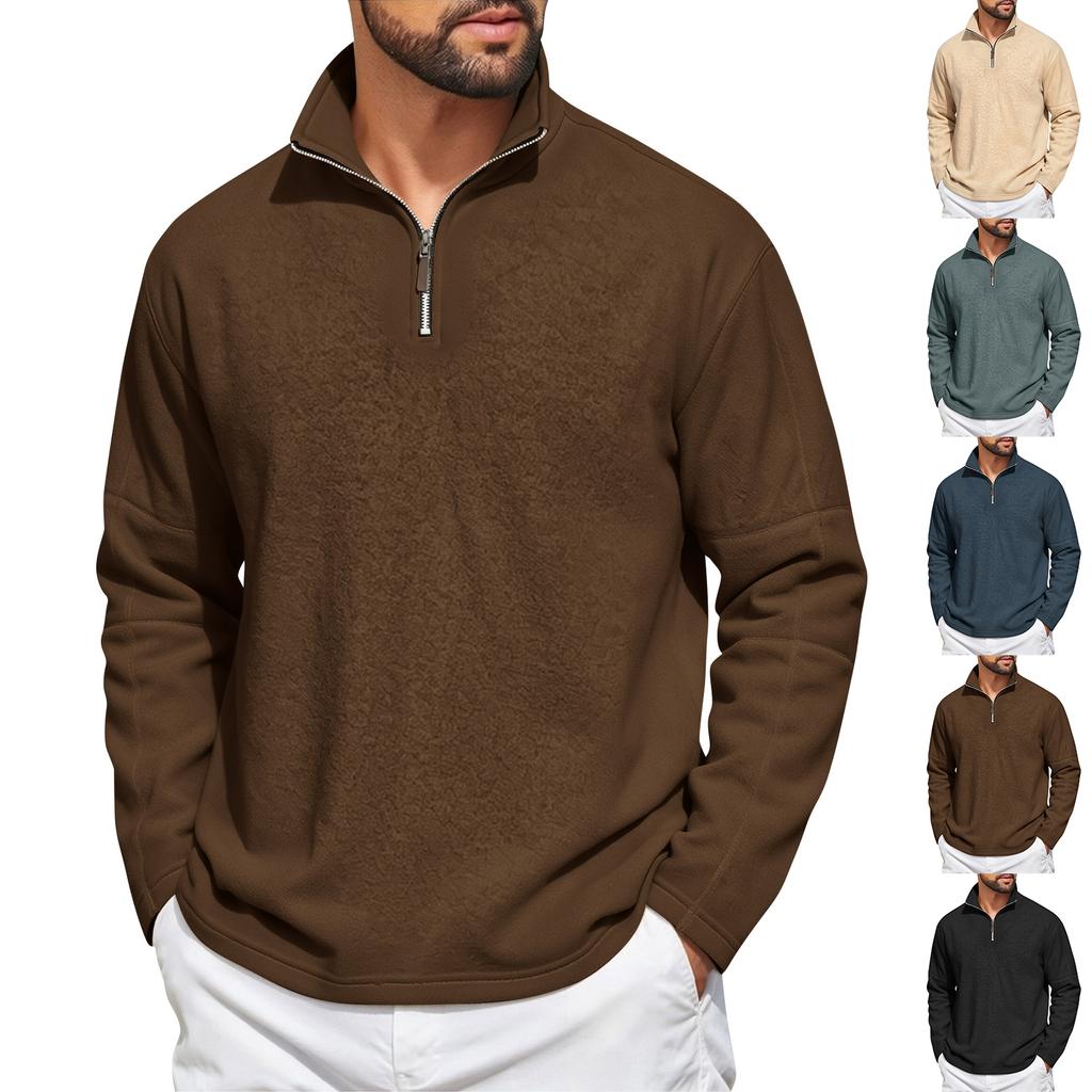 Men's Casual Loose Fit Fleece Pullover Quarter Zip Sweatshirt Lightweight Soft Fabric Comfortable Outdoor Wear