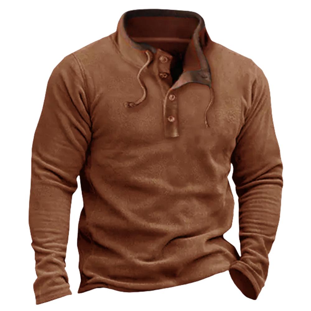 

In-Stock 2025 Men s European Casual Fleece Jacket - Autumn/Winter Zip-Up Pullover in Contrasting Colors Large