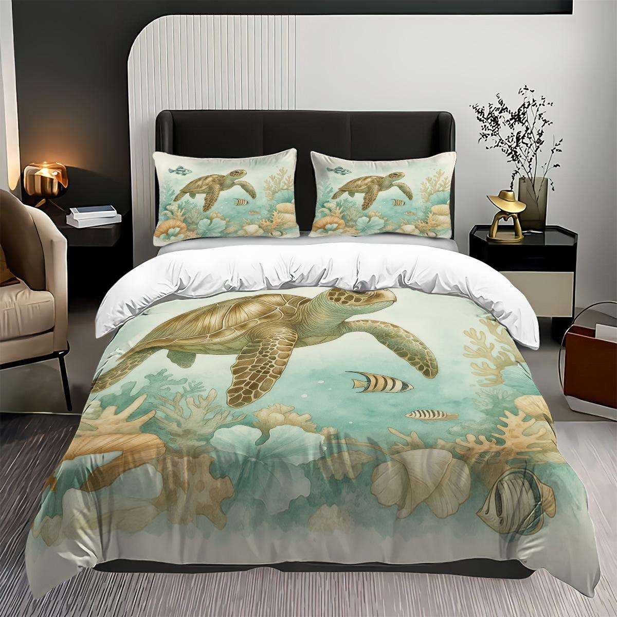 

Three-Piece Quilt Cover Painted Shark Children S Bedding Boys And Girls Quilt Cover Pillowcase Home Textile Kit 135x200cm