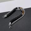 Retro High -End Stainless Steel Double -Layered Black Onyx Tiger Eye Stone Men 'S And Women 'S Bracelets 