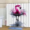 1pc Modern Flamingo Art Print Shower Curtain - High Quality Polyester, Vibrant Pink & Red Design with Hooks, Stylish Bathroom