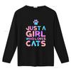 Women S T Shirt Cute Cat Lover Just A Girl Who Loves Cats Print Casual  Tops Black Small Vintage Washed Comfortable Stretched