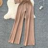 Summer Women Knitted Sweater Tracksuit Sleeveless Big Gold Button Tank Vest Tops and Wide Leg Pant Two Piece Set