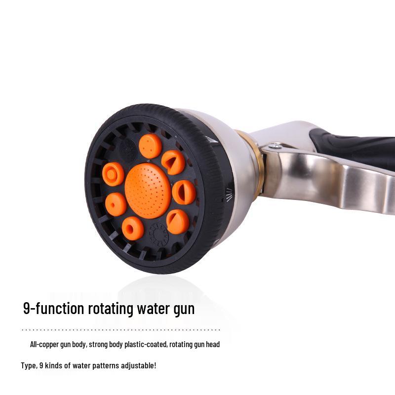 9-Function High-Pressure Car Wash Spray Gun with Adjustable Pure Copper Nozzle and Shower Head