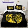 Lenjerie de pat cu model Wu-Tang Clan, Set cu cuvertură, Husă de cuvertură, Față de pernă, Cadou de casă, Cadou de ziua de naștere (1 * husă de pilotă + 2 * fețe de pernă, fără miez)