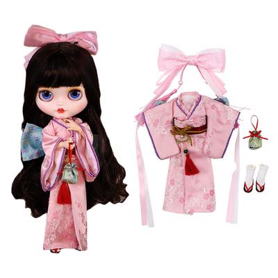 Rakulifey Blythe Japanese with Hair Neo Blythe Outfit Obitsu 24 Compatible Clothes, Clothes, Accessories, Set, Outfit, Pink,