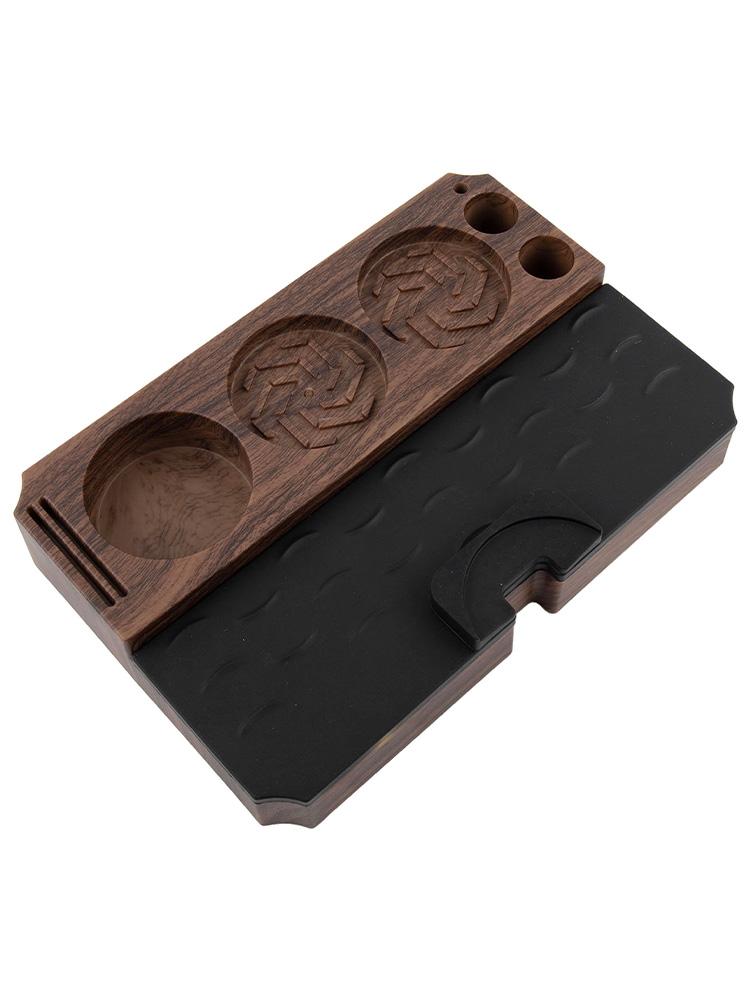 Coffee Making Walnut Coffee Tamper Mat Elegant Wood Grain Coffee Mat Silicone Anti-slip Multifunctional Press Base