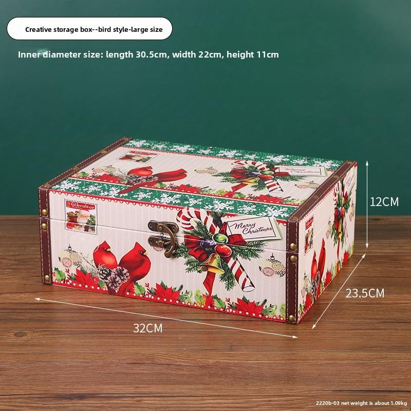 Christmas Wood Leather Storage Box With Lid For Home Organization And Holiday Decor