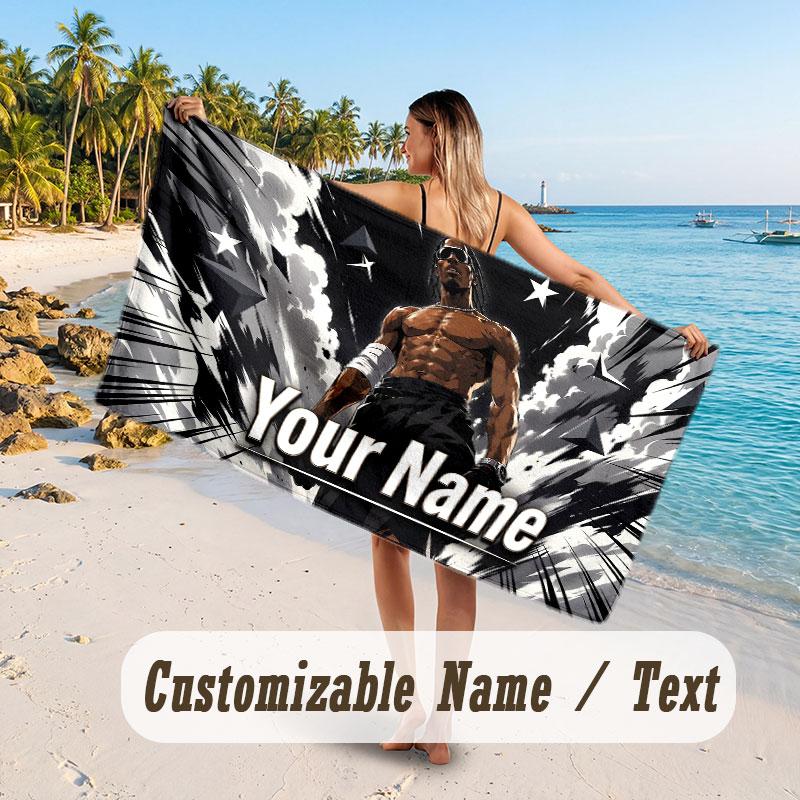 Custom Name Large Beach Towel,Travis Scott Quick Absorbent Towel For Outdoor Travel Poolside