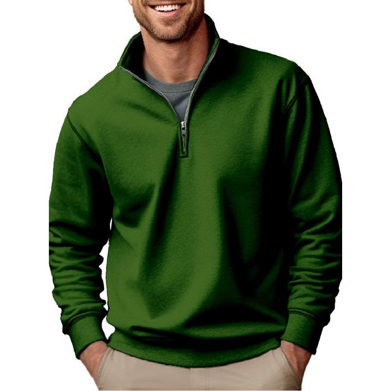 Autumn New Casual Fashion Men's Sweater Solid Color Versatile Stand-up Collar Zipper Top