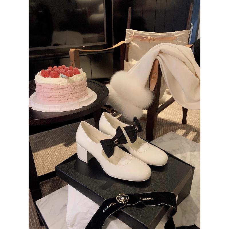 

Туфли с бантом, круглый носок, Мэри Джейн, высокие каблуки, одинарные туфли, весна 40 белый