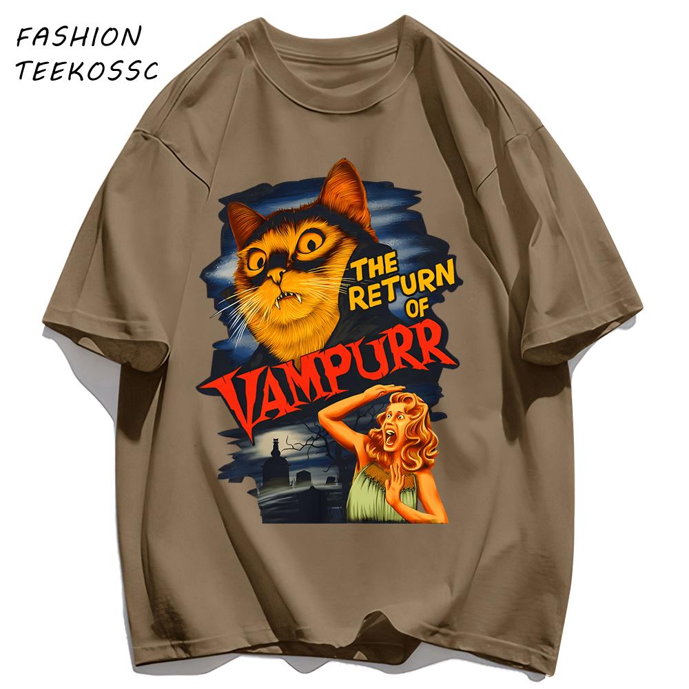 The Return Of Cat Print Men T Shirts AllMatch Soft Short Sleeve Hip Hop Fashion Summer Basics TShirt Unisex Cotton Loose Top