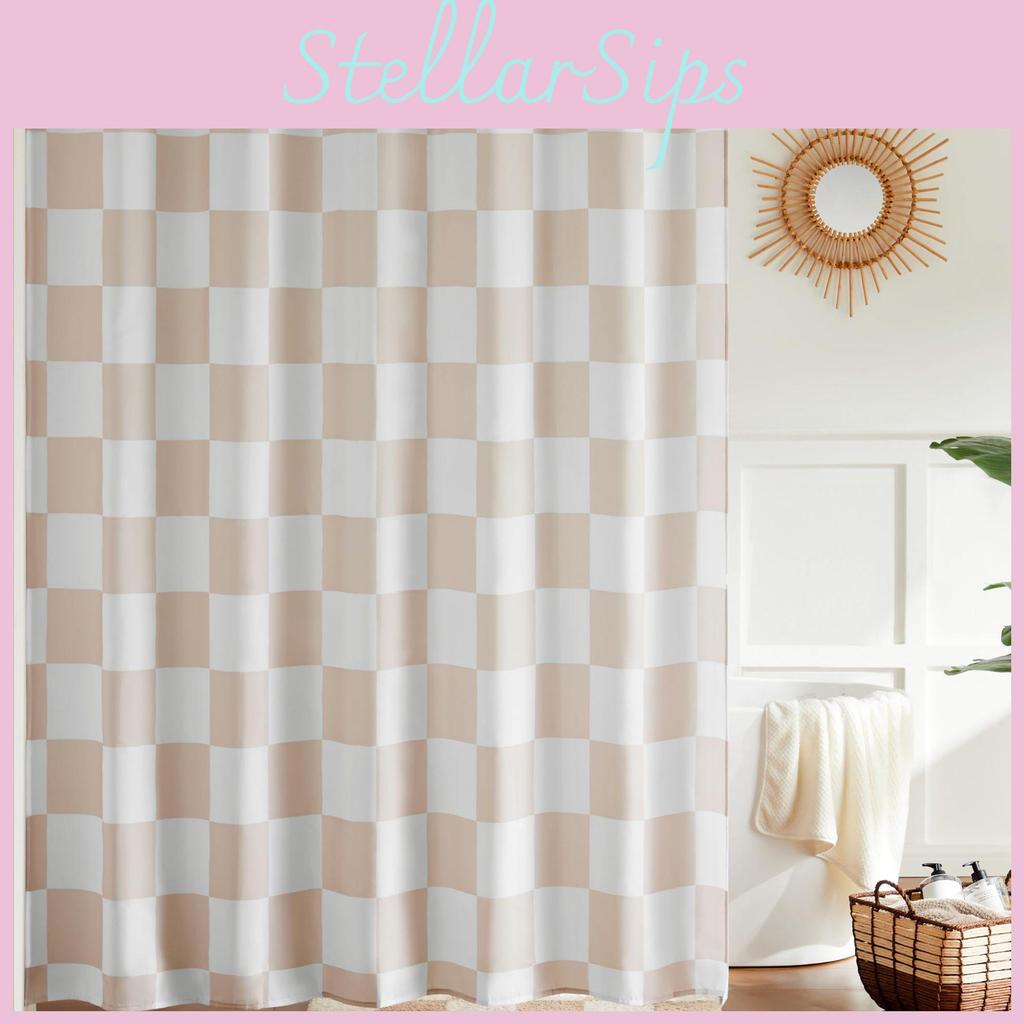 72x72inch Retro Checkerboard Pattern Waterproof Shower Curtain For Bathroom Privacy