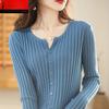 Langärmiger Damenpullover Strickwaren Strickjacke O-Ausschnitt Strickjackenpullover Mantel für Frühling und Herbst