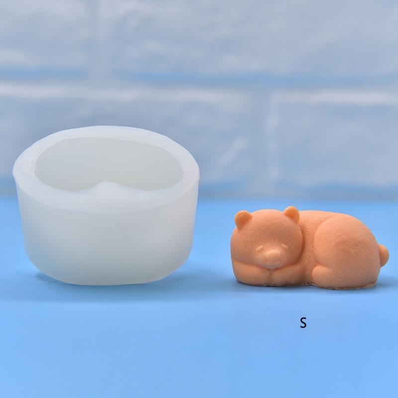 Cute Polar Bear Candle Silicone Mold Handmade Little Bear Craft Cement Gypsum Soap Mold DIY Chocolate Ice Cake Baking Tool
