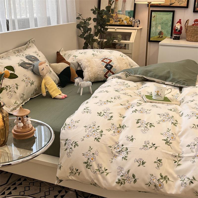 Cartoon Color Matching Four-piece Set Quilt Cover Bedding Quilt Cover Dormitory Bed Single Three-piece Set