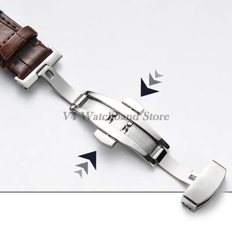 18/19/20/21/22/24mm Genuine Leather Watch Bracelet for Seiko Strap for Casio Steel Butterfly Buckle Slub Pattern Band with Box
