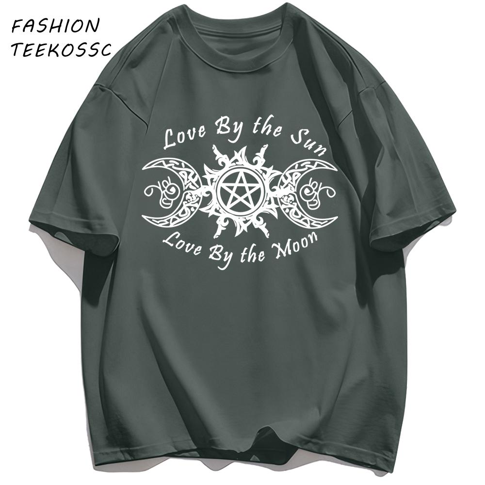 Love By The Sun And Moon Print Mens TShirt Casual Summer T Shirts Oversize AllMatch Man Streetwear Cotton Hip Hop Clothing