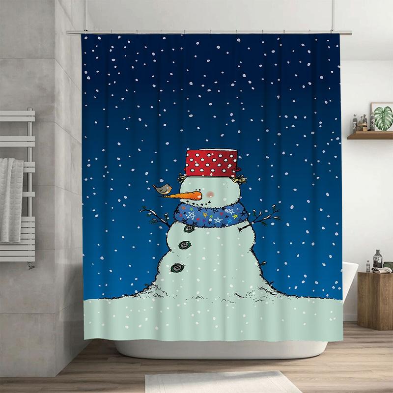 

Tuniu Cute Snowman Bathroom Shower Curtain Winter Holiday Decor Festive Fun Washable Fabric Backdrop W60H190(CM)-1 Pcs