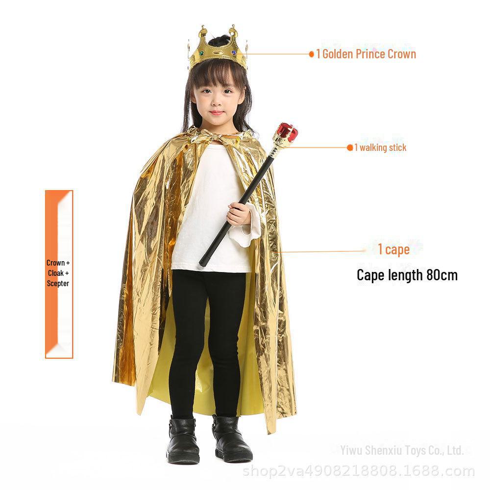 

Детский плащ принцессы и короля на Хэллоуин - 80 см, ярко-золотой и серебряный One Size