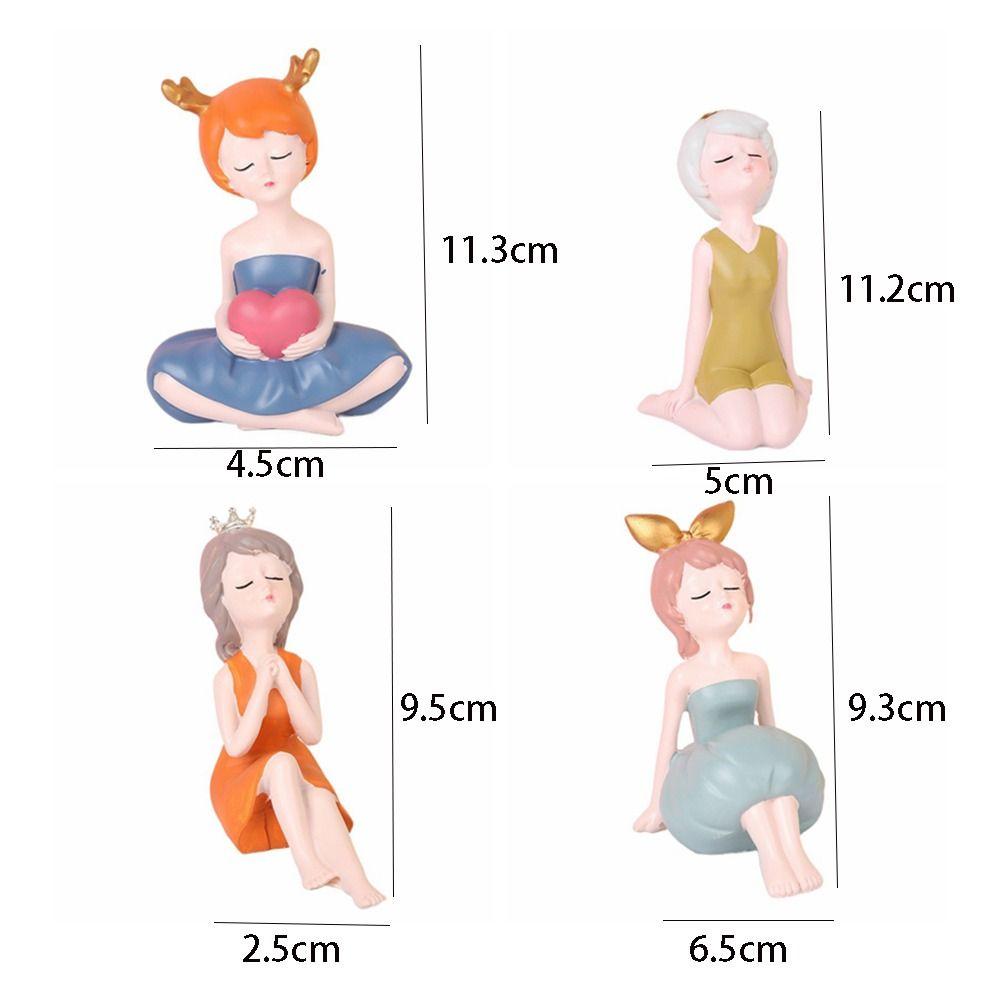 Resin People Sculpture Creative Miniatures Figurine Desktop Ornament Little Girl Statue  Home