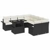 Set Divano da Giardino 9 Pezzi con Cuscini Polyrattan Nero