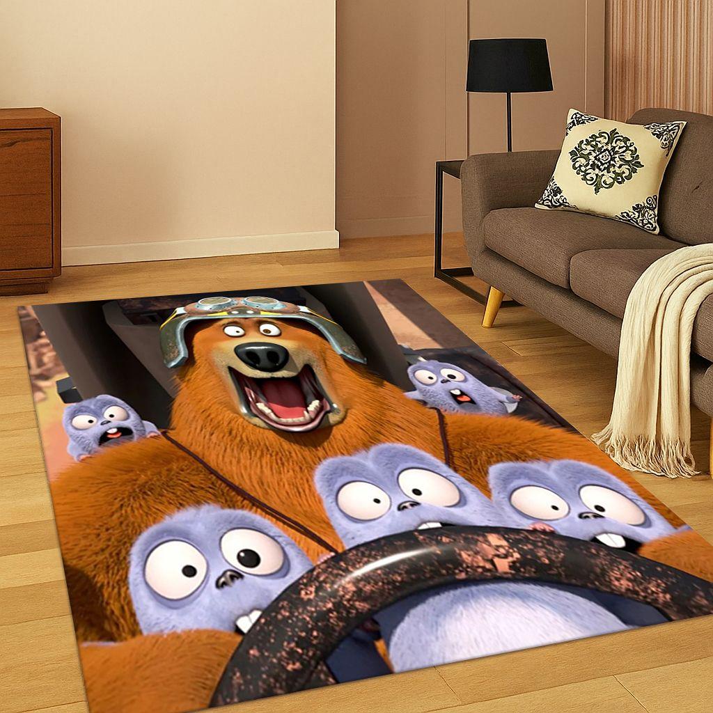 

3D Grizzy and The Lemmings Cartoon Carpet Rug for Bedroom Living Room Sofa Home Decor,kids Game Area Rug Non-slip Floor Mat Gift 100x150cm