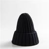 Trendy Autumn Winter Solid Edge Curl Woolen Knitted Skullies Beanies Unisex Ear Protection Warm Fitting Hood Hat
