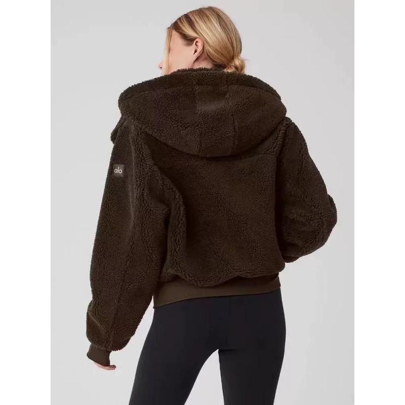 Womens Short Fleece Hooded Jacket Loose