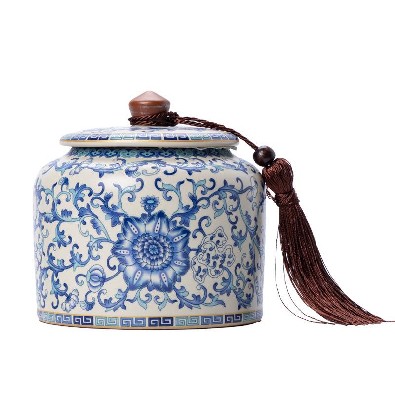 Qinghua Ru Kiln Ceramic Tea Caddy - High-End Moisture-Proof Storage for Green, White, and Pu-erh Tea, Chinese Style Sealed Jar