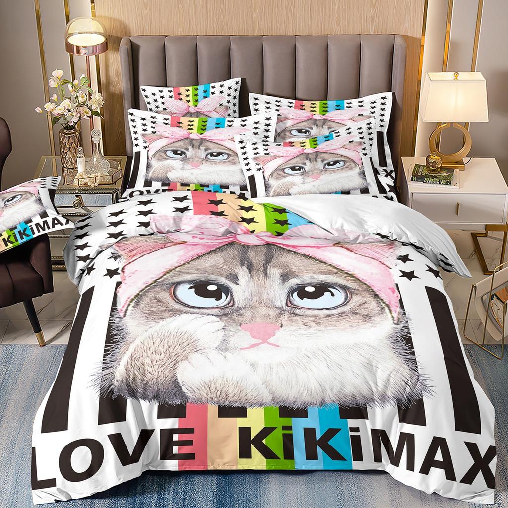 Pet Cat Pattern Bedding Sets, Cartoon Baby Duvet Cover Sets Bedclothes Twin Single King For Kids Adult Bedrooms Decor Gifts