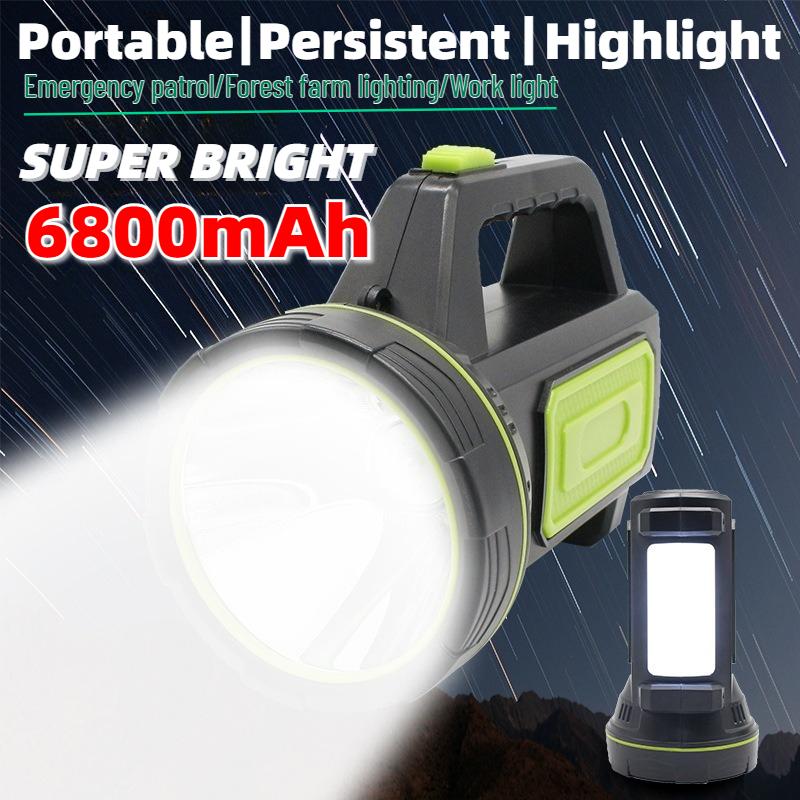 LED Strong Searchlight Flashlight Portable Hand Lamp Rechargeable 2 Lighting Modes Emergency Hiking Camping Energe Saving Torch