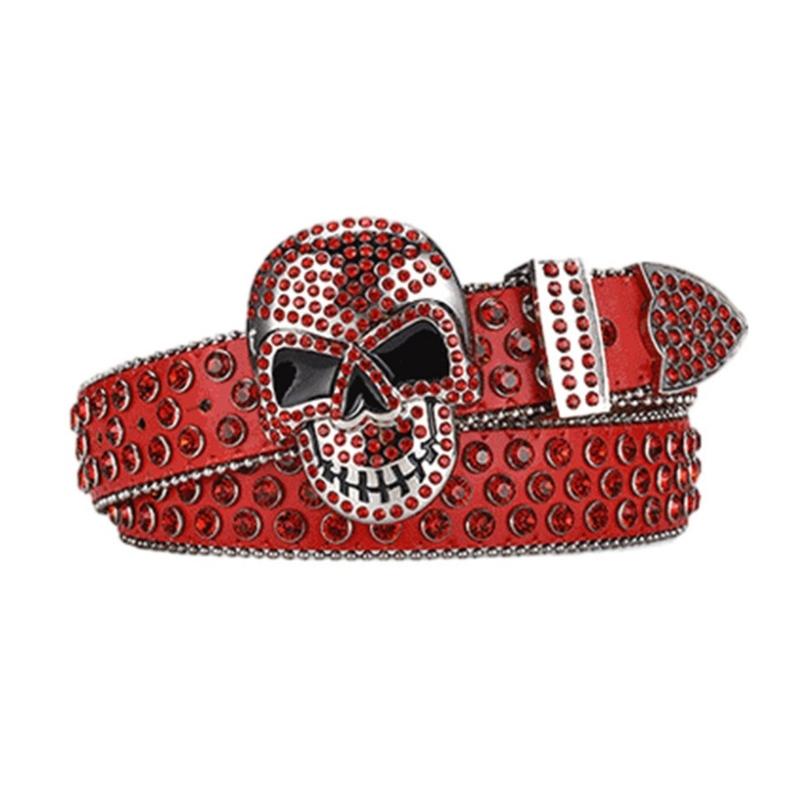 Women Rhinestones Belt for Jeans Skull Rivets Studded Waist Belt Blingbling Belt for Pants Cowboy Belt Waiststrap
