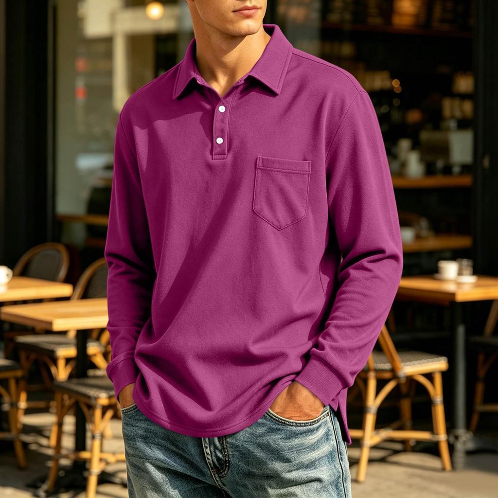 Men's Casual Long Sleeve Button-Down Shirt Lightweight Breathable