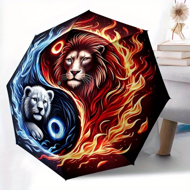 1pc Yin Yang Lions Automatic Opening and Closing Umbrella - Suitable for Various Occasions, Outdoor Activities, Lightweight and Durable Automatic